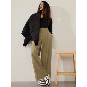 Athleta Olive Wide-Leg Trousers